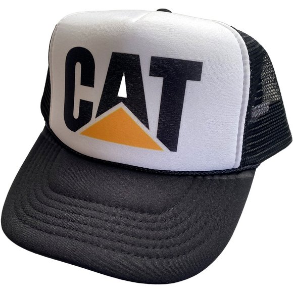 Vintage Cat Tractors Trucker Hat Mesh Hat Snap Back Cap Black - Picture 1 of 2